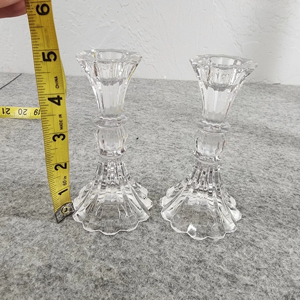 Lead Crystal Taper Candlestick Holders Set of 6 Graduated Sizes Home Decor